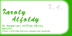 karoly alfoldy business card